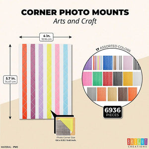 Bright Creations Self Adhesive Photo Corners for Scrapbooking, 68 Sheets, 17 Colors (6936 Pieces)