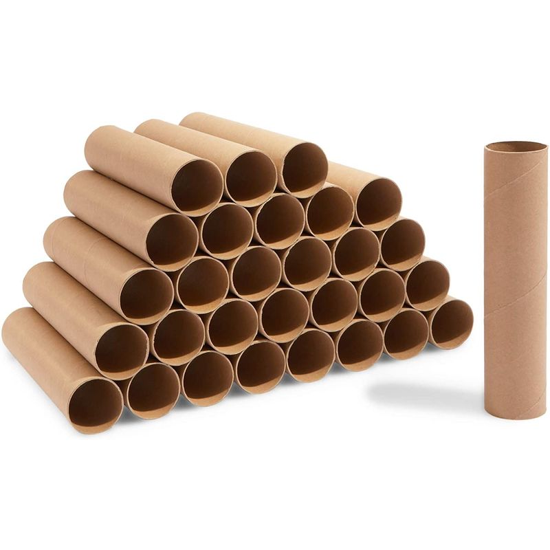 Brown Cardboard Tubes for Crafts, DIY Craft Paper Roll (1.6 x 8 in, 30 Pack)