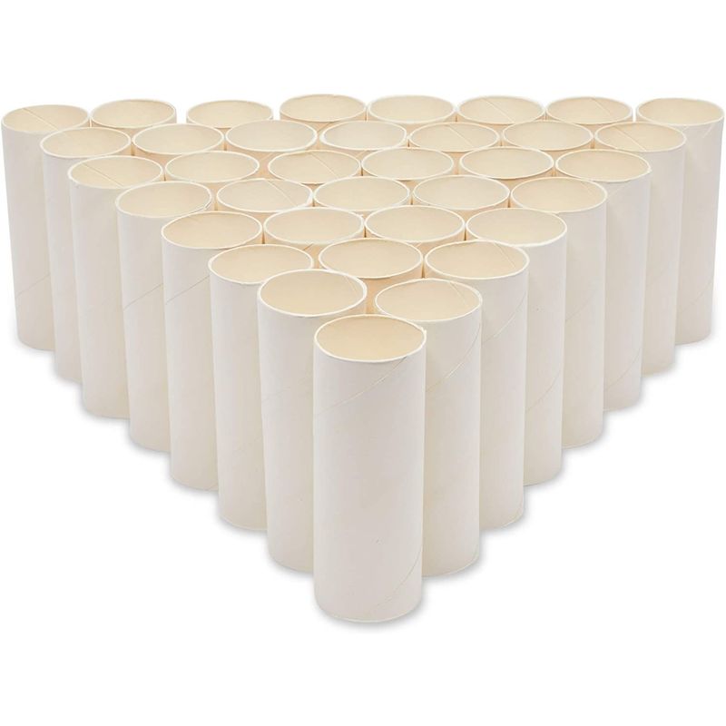 White Cardboard Tubes for Crafts, DIY Craft Paper Roll (1.6 x 4.7 in, 36 Pack)