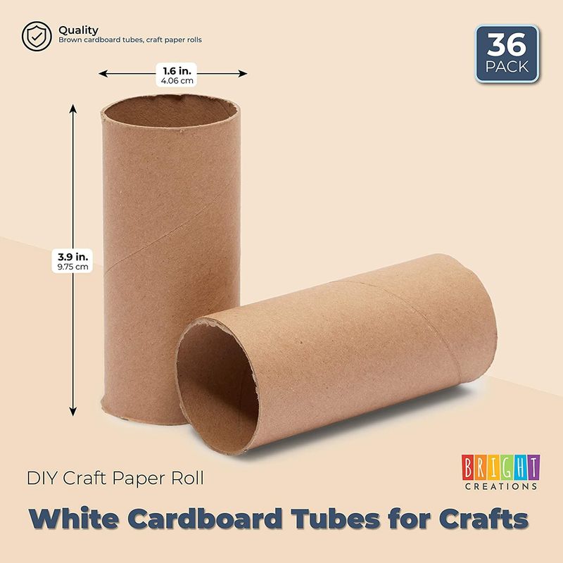 36 Pack White Cardboard Tubes for Crafts, DIY Crafting Paper Rolls