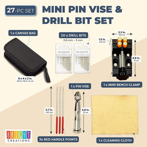 Mini Pin Vise Hand Drill Bits Kit with Bag for DIY Jewelry and Crafts (27 Pieces)