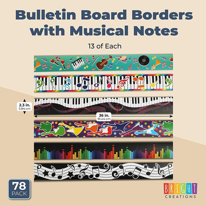Musical Bulletin Board Borders for Classroom (6 Design, 78 Pieces)