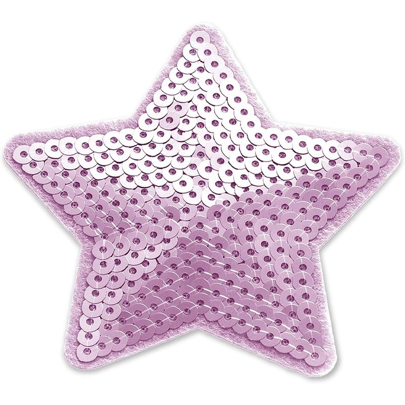 Pink Sequin Star Iron On Patches for Jeans, Sew On Appliqué (3.3 in, 24 Pieces)