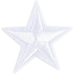 Small White Star Embroidery Patches for Clothing, Iron On Sewing Appliques (1.37 in, 50 Pack)