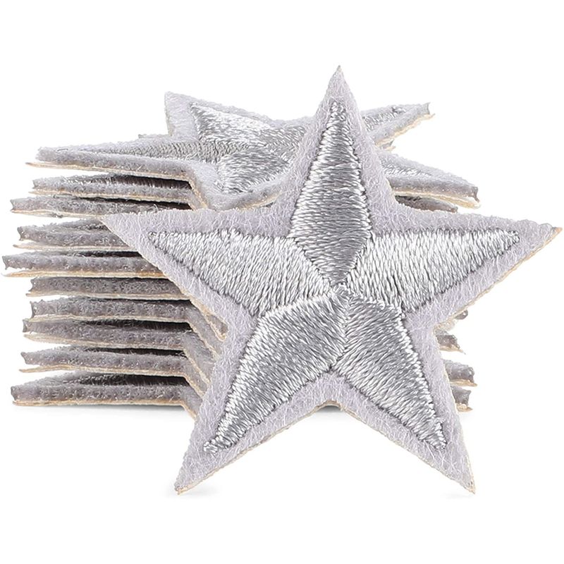 Small Blue Star Embroidery Patches for Clothing, Iron On Sewing Appliques  (1.4 in, 50 Pack)