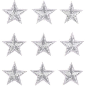 Small Silver Star Embroidery Patches for Clothing, Iron On Sewing Appliques (1.4 in, 50 Pack)