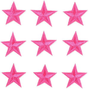 Small Pink Star Embroidery Patches for Clothing, Iron On Sewing Appliques (1.4 in, 50 Pack)