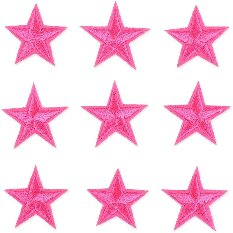 Pink Star Embroidered Patch, 1.5 (5-Pack), Stars