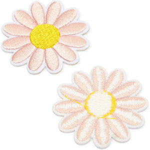 Fabric Iron On Patches, Daisy Flowers in 3 Colors (1.8 x 1.8 in, 12 Pack)