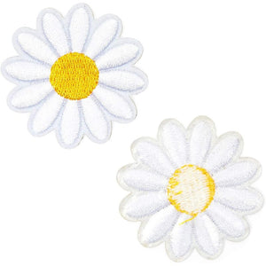 Daisy Iron On Patches, Flower for Embroidery, Sewing (1.8 x 1.8 in, 12 Pack)