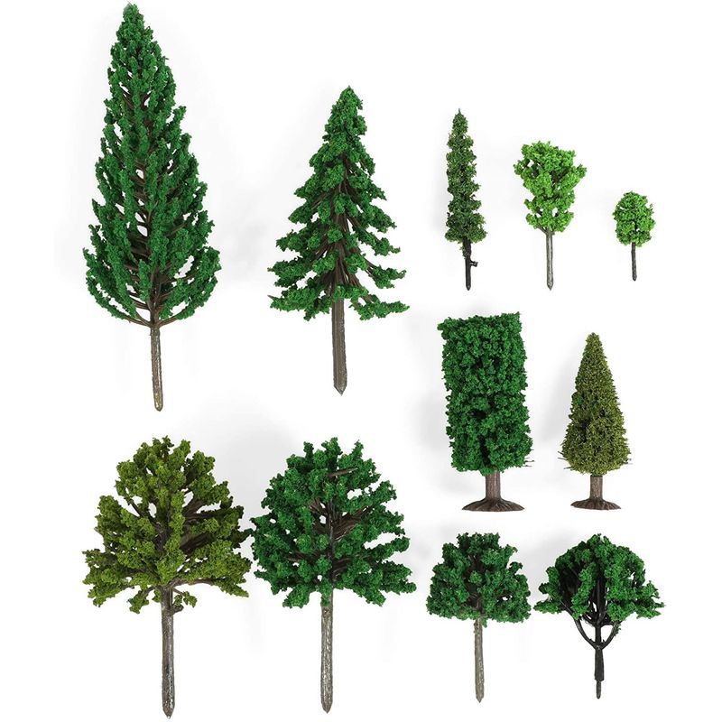 Miniature Model Trees for Dioramas, DIY Crafts (11 Sizes, 55 Pieces)
