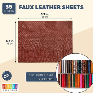 Faux Leather Sheets for DIY Jewelry, Earrings, Bows (8.3 x 6.3 in, 35 Colors)