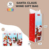 Santa Christmas Gift Bags, Wine Bag with Tissue Paper (5 x 13.6 x 4 in, 12 Pack)