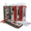 Gnomes and Snowmen Christmas Gift Bags with Tissue Paper (5 x 13.6 x 4 in, 12 Pack)