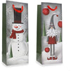 Gnomes and Snowmen Christmas Gift Bags with Tissue Paper (5 x 13.6 x 4 in, 12 Pack)