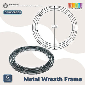 Round Metal Floral Wire Wreath Frame for Christmas (14 Inches, 6 Pack)