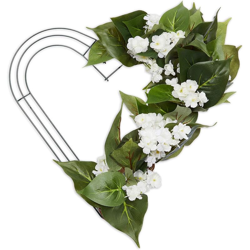 Heart Shaped Metal Floral Wreath Frame for Flowers (12 Inches, 3 Pack)