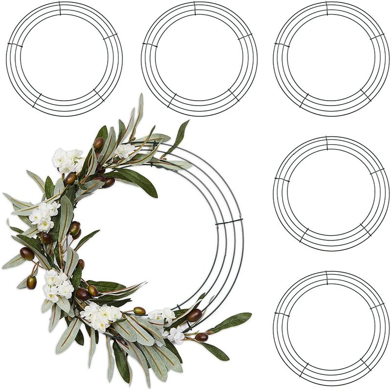 Round Metal Floral Wire Wreath Frame for Christmas (12 Inches, 6 Pack)