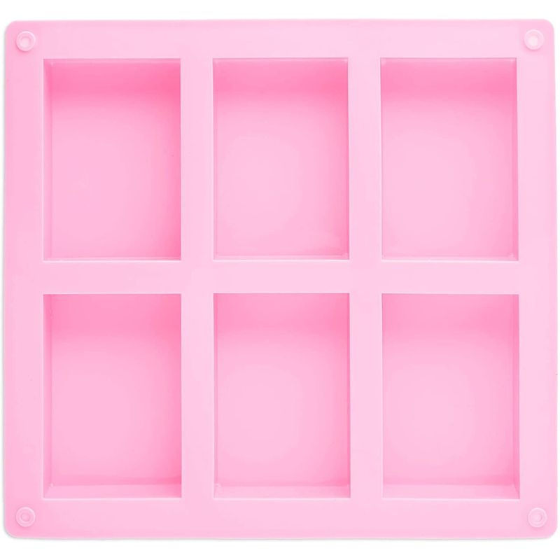 Rectangle Silicone Baking Tray, 24 Grids for Soap, Candy (8 x 8.6 In, 4 Pack)