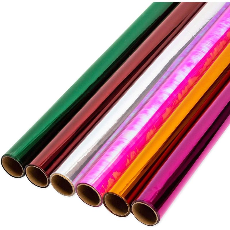 Clear Cellophane Gift Wrapping in 6 Colors (17 in x 10 Ft, 6 Pack)