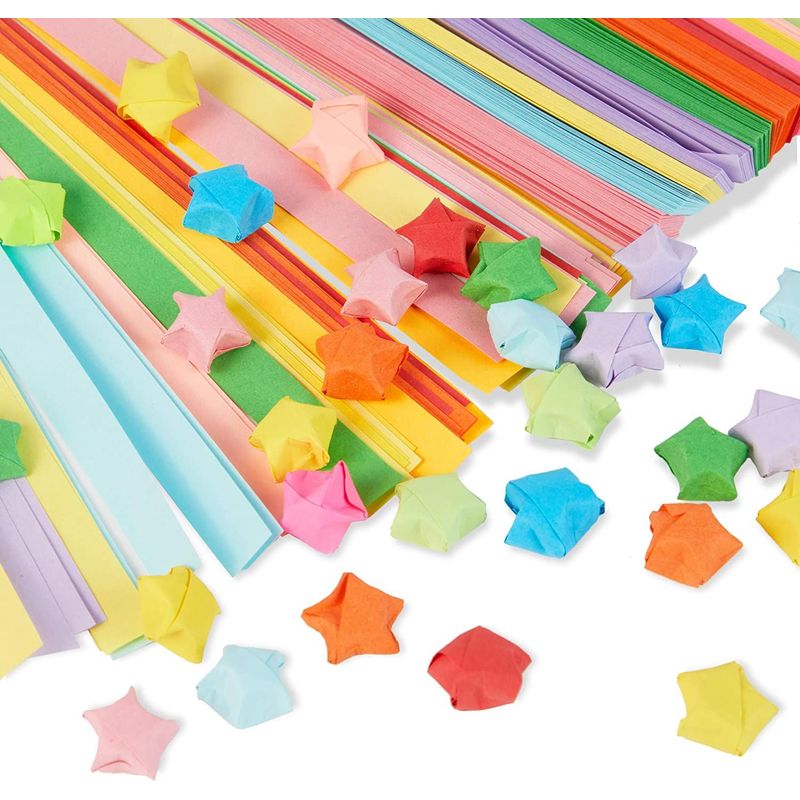 Origami Star Paper Strips, Double Sided, 15 Colors (2400 Sheets)