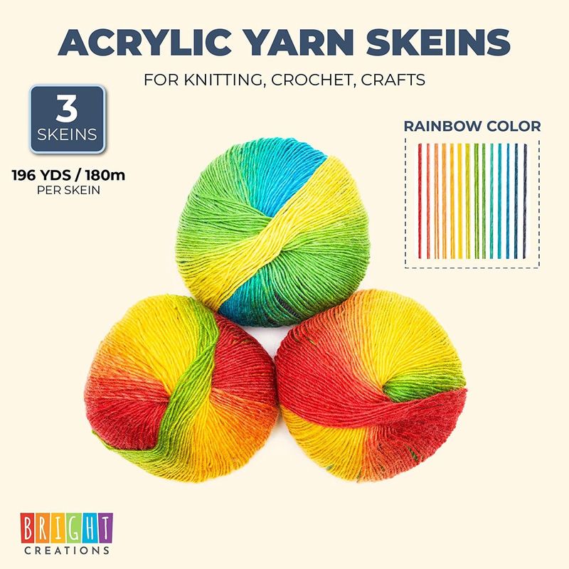 Soft Acrylic Yarn for Crocheting in Rainbow Colors (3 196-Yard Skeins) –  BrightCreationsOfficial