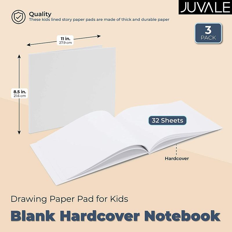 Blank Books with Hardcover for Kids, Drawing Paper Pad (8.5 x 11 In, 3 –  BrightCreationsOfficial