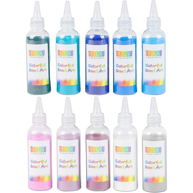 Bright Creations 10 Pack Colored Sand Bottles for Arts and Crafts, Cool Colors (0.33 lb)