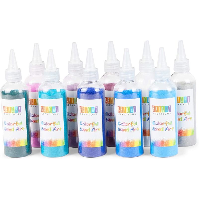 Bright Creations 10 Pack Colored Sand Bottles for Arts and Crafts, Cool Colors (0.33 lb)