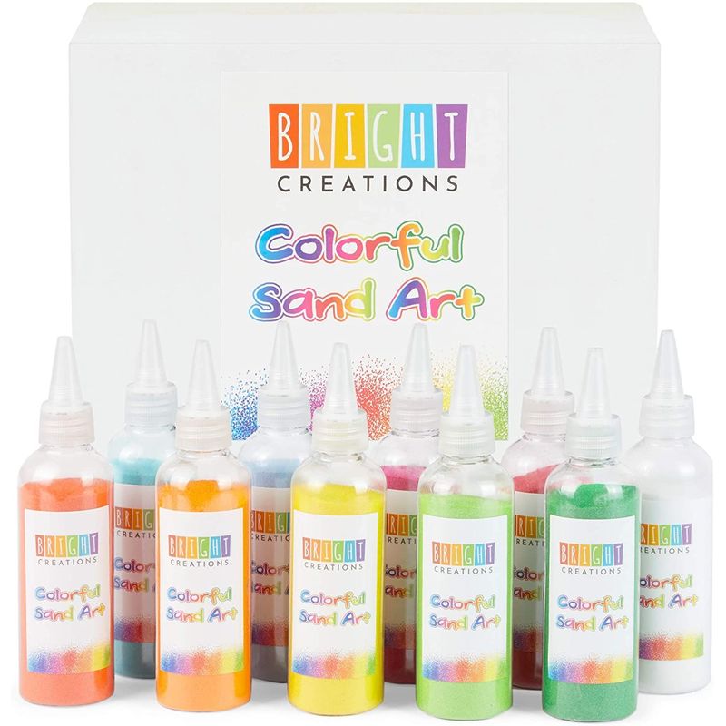 Colored Sand Bottles for Arts and Crafts, Bright Colors (0.33 lb, 10 Pack)