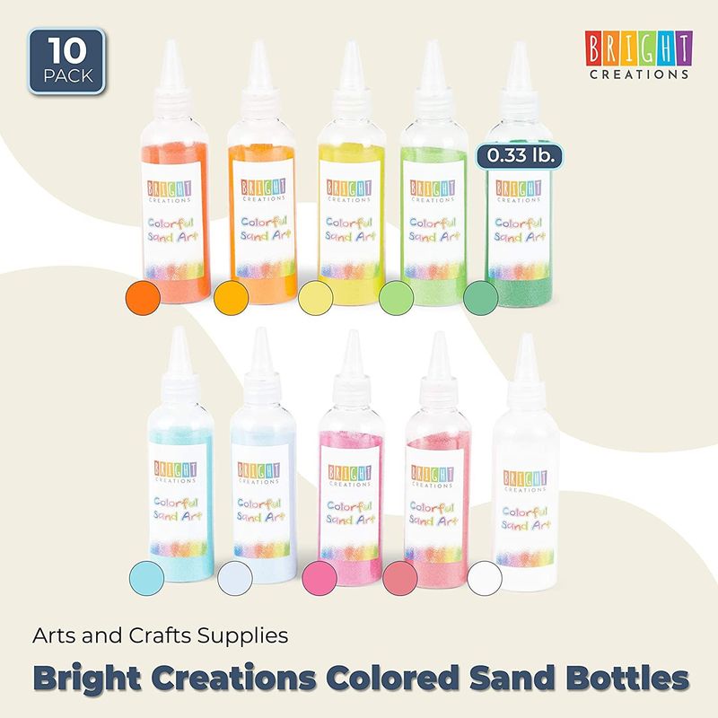Colored Sand Bottles for Arts and Crafts, Bright Colors (0.33 lb, 10 Pack)