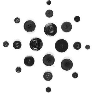 Buttons for Crafts with Plastic Storage Box, Assorted Sizes (Black, 500 Pieces)