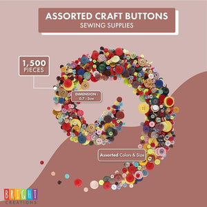 Resin Buttons Bulk Pack for Sewing and Crafts (1500 Pieces)