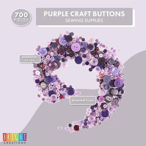 Purple Buttons for Crafts Bulk, 2 and 4 Holes for Sewing Supplies (700 Pack)
