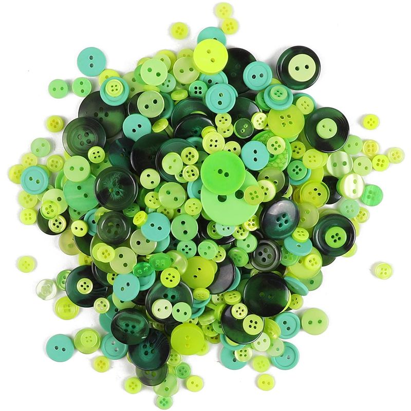 Green Buttons for Crafts Bulk, 2 and 4 Holes for Sewing Supplies (700 Pack)