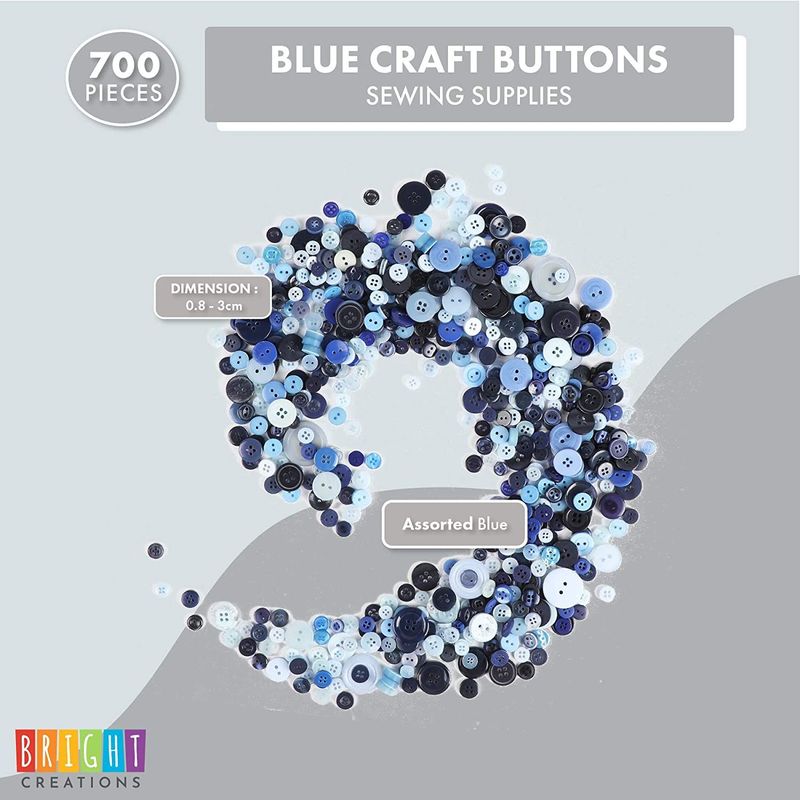 Blue Buttons with 2 and 4 Holes for Sewing Supplies (700 Pack)