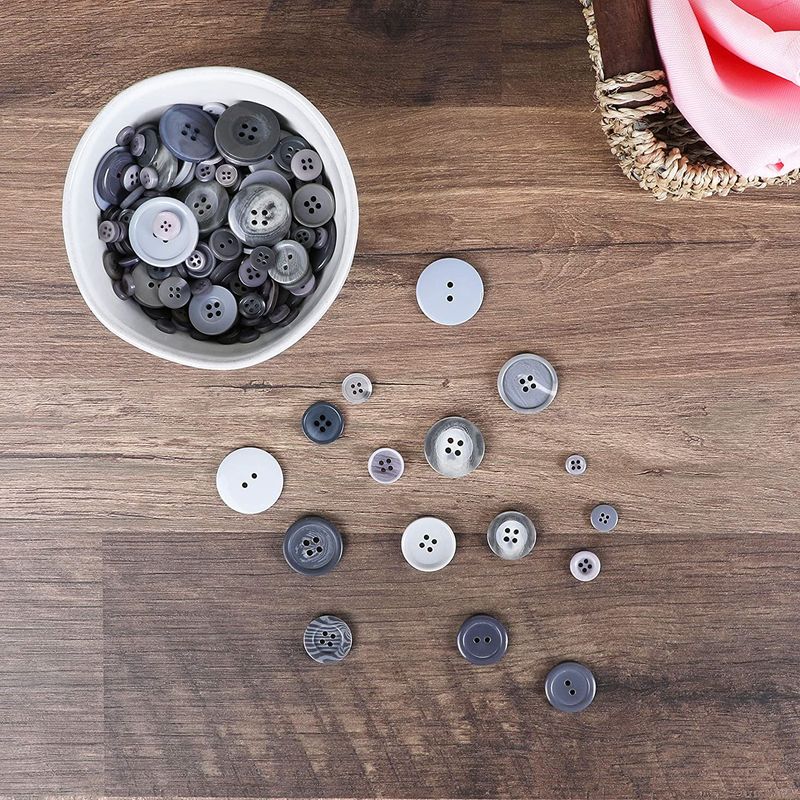 Grey Buttons for Crafts Bulk, 2 and 4 Holes for Sewing Supplies (700 Pack)