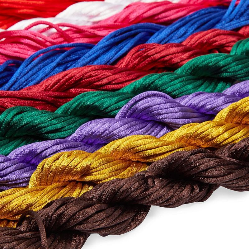 2mm Satin Nylon Cord for Jewelry, Rattail Cord (12 Colors, 180