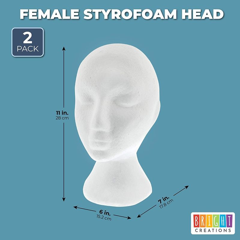 Female Mannequin Head, Foam Heads for Wigs (11 in, 2 Pack