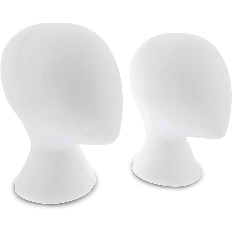 Faceless Foam Mannequin Heads for Wigs (6 x 7 x 10 in, 2 Pack)