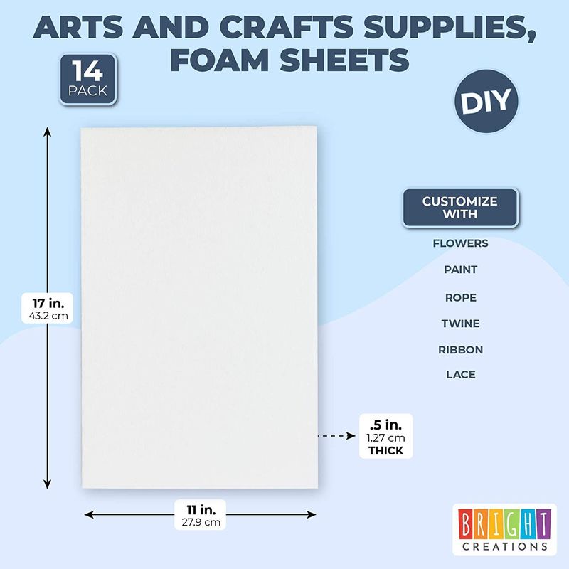 White Craft Foam Sheets for DIY Art (11 x 17 x 0.5 Inches, 14 Pack)