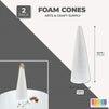 Bright Creations Foam Cones, Arts and Crafts Supplies (White, 5.25 x 14.5 in, 2 Pack)