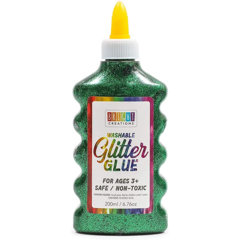 Emraw 20 ml Glitter Glue in Bright Classic Colors: Gold Silver Red Green Blue & Purple used for Gluing Drawing Writing Outlining (6 Pack)