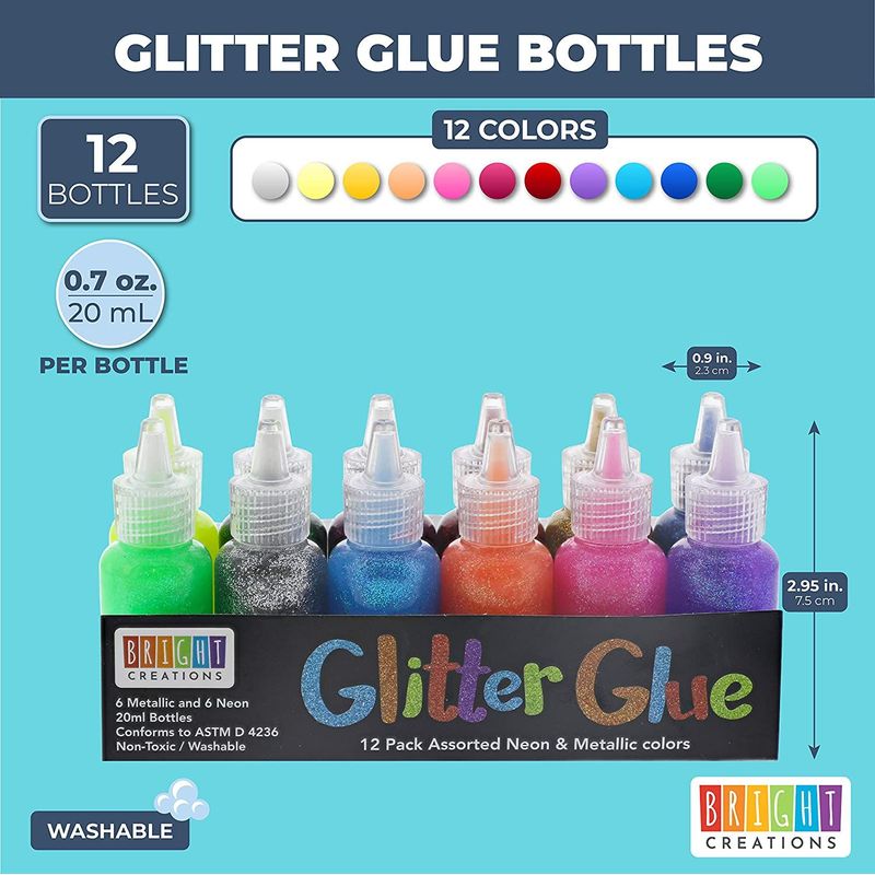 Glitter Glue for Crafts in Bright Classic Colors: Gold, Silver