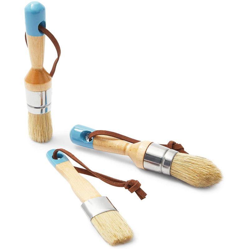 Wax and Chalk Paint Brush Set, Boar Bristle (3 Pack)