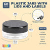 Small Plastic Jars with Lids and Labels (3ml, 60 Pack)
