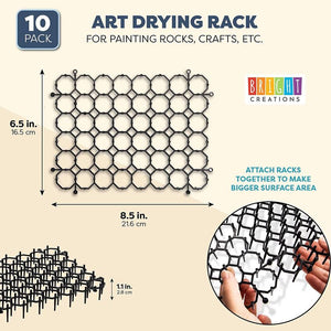 Rock Art Drying Rack for Painting and DIY Crafts (Black, 8 x 6 in,10 Pack)