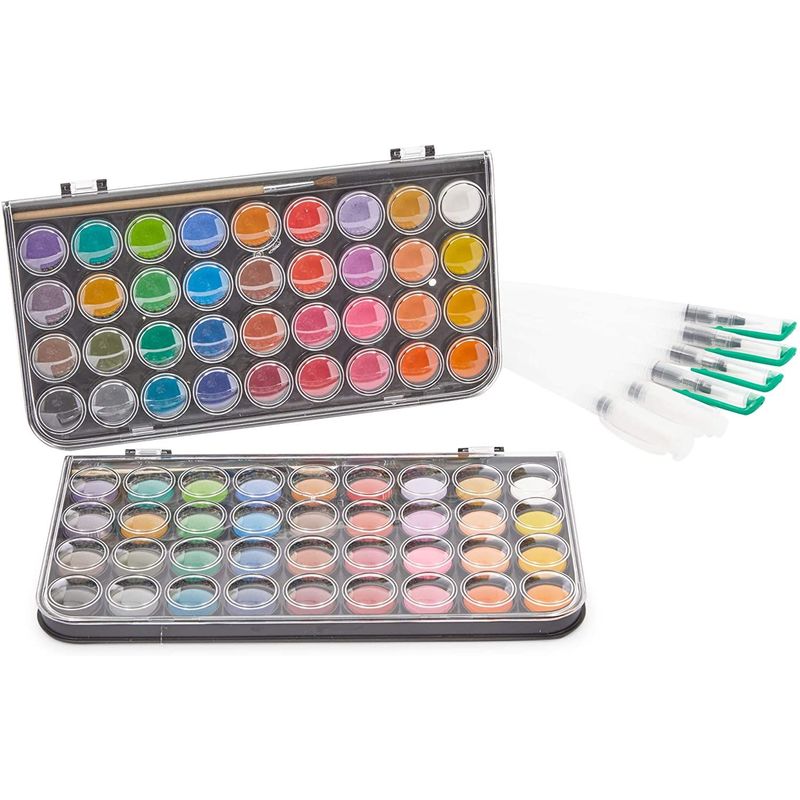 36 Color Fundamental Watercolor Pan Artist Set and/or 10 Paint Brushes, 36 Color+10 Brushes