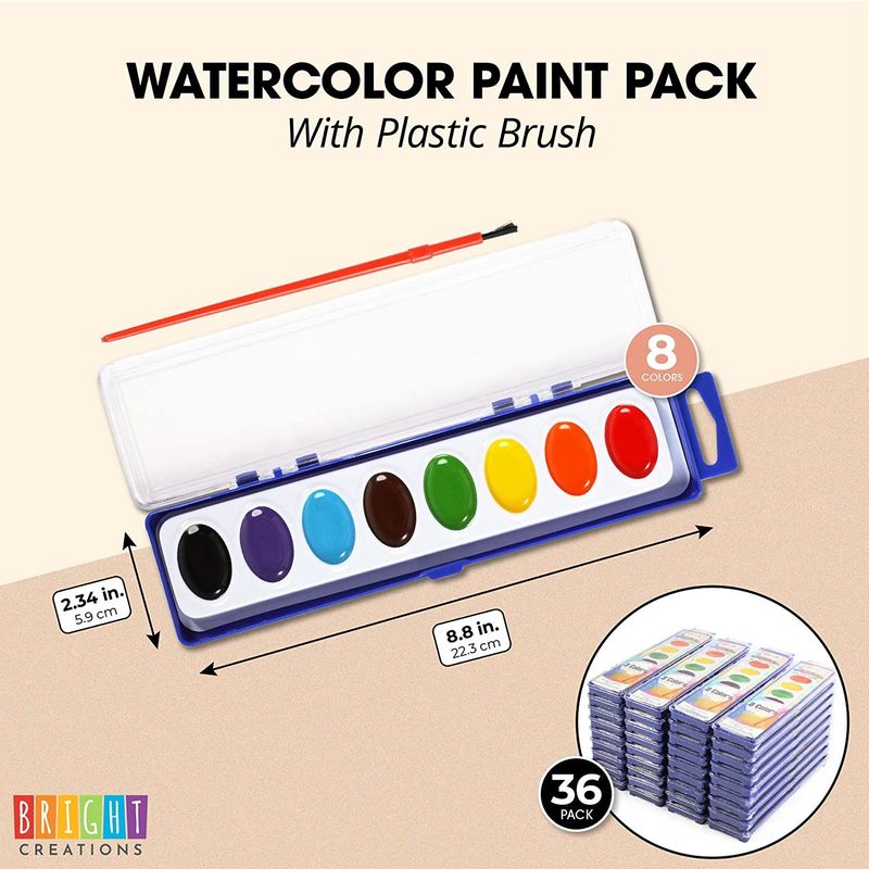 Bulk 100 Pc. Assorted Colors Watercolor Paint Tray Classpack - 8 Colors pet  set