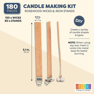Wooden Wick Holders for Candle Making, Centering Tool (4.4 In, 6 Colors,  250 Pack)